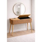Own Home Sole Sandıklı Dresuar, Teddy Kumaş Kaplamalı, Ahşap Ayaklı Modern Dresuar - Kahverengi