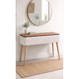 own home Sole Sandıklı Dresuar, Teddy Kumaş Kaplamalı, Ahşap Ayaklı Modern Dresuar