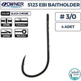 Owner 5123 Ebi Baitholder Tırnaklı Delikli İğne #3/0 (4 Adet) Siyah