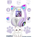 OWWOTECH Kablosuz Bluetooth Kulaklık Led Işıklı Mikrofonlu Kedili Kulaklık Bt5.0