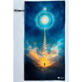 Oxium Bear Mikrofiber, Fitness Spor Havlusu 50X90 Yoga, Pilates, Reformer, Pamuklu Özel Tasarım- Uyanış - 50 x 90 cm - Mavi - Siyah