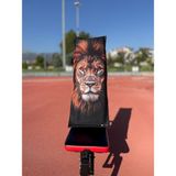 Oxium Bear Pamuklu Yeni Nesil Fitness Spor Havlusu - Dijital Baskılı - Hızlı Kuruyan Mikrofiber | Aslan - 35 x 90 cm - Siyah