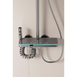 Oxy Aqua Rain Dijital LED Göstergeli Piyano Tuşlu Termostatik Banyo Batarya Duş Sistemi Tepe Robot Duş Seti