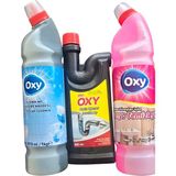 Oxy Banyo Temizleyici + Oxy Lavabo Açıcı + Oxy Hijyenik WC Temizleyici 3’lü Ekonomik Paket – Banyo ve Tuvalet Temizlik Seti - 2,5 lt
