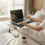 Oxy Gri Çekmeceli Katlanır Laptop Sehpası Klasik Tasarım 26 x 40 x 60 cm Dayanıklı Yapı - 60 x 40 cm