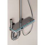 OXYAQUA Rain Dijital LED Göstergeli Piyano Tuşlu Termostatik Banyo Batarya Duş Sistemi Tepe Robot Duş Seti