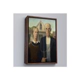 Oxyteez Ahşap Çerçeveli Grant Wood - Soyal Gerçeklik I American Gotik Tablosu - Social Realism-8059