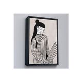 Oxyteez Ahşap Çerçeveli Handdrawn Oturan Kadın Tablosu-7981