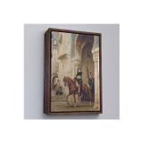 Oxyteez Ahşap Çerçeveli Henri ÉMilien Rousseau - Saraydan Ayrılan Süvari Tablosu - Horseman Leaving À Palace-7330