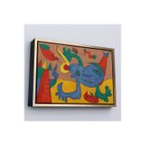 Oxyteez Ahşap Çerçeveli Joan Miro Soyut Sanat Tablosu-7068