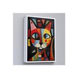 Oxyteez Ahşap Çerçeveli Pablo Picasso Tarzı - Soyut Renkli Kedi Tablo-7374