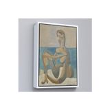 Oxyteez Ahşap Çerçeveli Salvador Dali - Plajda Oturan Yüzücü Tablo - Seated Bather On The Beach-7405