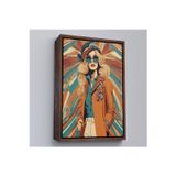 Oxyteez Ahşap Çerçeveli Şapkalı Güzel Retro Kadın Tablosu-8071