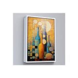 Oxyteez Ahşap Çerçeveli Soyut Şarap Şişeler Tablosu-7539