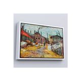 Oxyteez Ahşap Çerçeveli Vincent Van Gogh - Asnieres Deki Fabrika Tablo - The Factory At Asnieres-7166