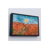 Oxyteez Ahşap Çerçeveli Vincent Willem Van Gogh - Kargalarla Buğday Tarlası Tablo-7152