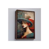 Oxyteez Ahşap Çerçeveli Vintage Güzel Kadın Tablosu-7523