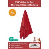 Oya Pet 5'li Pet Kuaför Havlusu Seti Microlux® Süper Su Emici Hızlı Kuruyan Yıkanabilir Havlu Set - Kırmızı