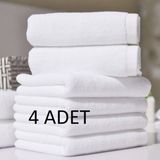 Oyalı Otel Havlusu 4 Adet Pamuklu El & Yüz & Baş Havlusu 50X90 cm - Beyaz - Standart