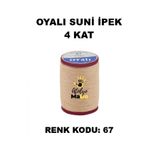 OYALI Suni Ipek 4 Kat Iplik Nakış Iğne Oyası Tığ Oyası Etuval Tek Makara Net 35gr Renk Kodu 67