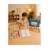 OYART&DESIGN 5’li Ahşap Okul Öncesi Eğitici Oyuncak Seti Türkçe Alfabe, Sayılar, Şekiller ve Eşleştirme Oyunları Montessori