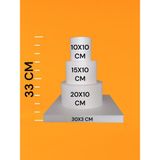 Oyd Strafor 3 Katlı Maket Pasta | 30X30 cm Kare Taban | Daire Form | Katlı Strafor Pasta Maketi | Dekoratif Doğum Günü Süsü Beyaz