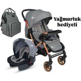 Öykü Bebek Diyarı 4 Baby Active Travel Sistem Bebek Arabası - Taşıma Puset - Anne Bebek Çantası - Gri