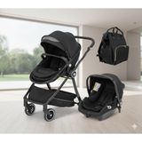 Öykü Bebek Dunyası 4'lü Set / Comfy Life Seyahat Sistem Bebek Arabası / Oto Koltuğu / Bebek Bakım Çantası / Yağmurluk - Siyah