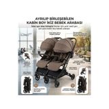 ÖYKÜ BEBEK DUNYASI Ayrılıp Birleşebilen Kabin Boy İkiz Bebek Arabası Seyahat Sistem Kışlık Ayak Örtüsü Ve Yağmurluk