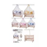 Öykü Bebek Dunyası Doğal Ahşap Bebek Seti - Beşik+Bebek Arabası+ Yürüteç+Hamak+ Anne Bebek Çantası+ Banyo Seti