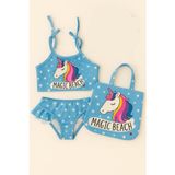 Öykü Kids Çantalı Kız Çocuk Bikini Takımı - Açık Mavi - 5 - 6 Yaş