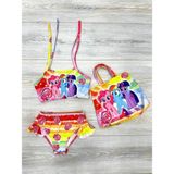 Öykü Kids Çantalı Kız Çocuk Bikini Takımı - Çok Renkli-KR3 - 3 - 4 Yaş