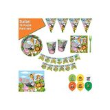 ÖYKÜ SÜS Safari Temalı Doğum Günü Lüks Parti Seti 16 Kişilik