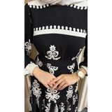 Öyküm Moda Büzgülü Su Desenli Elbise - 40 - Siyah - Beyaz