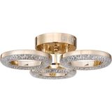 Oylum 3'lü Gold 24 Watt Kristalli Koridor Salon LED Plafonyer Avize - Krom