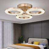 Oylum 3'lü Gold 24 Watt Kristalli Koridor Salon LED Plafonyer Avize - Krom