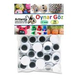 Oynar Göz Siyah 12 Mm 50 Li 1 Paket Oynayan Göz 8Mm Hobi Tasarım Anasınıfı Kreş Etkinlik Elişi