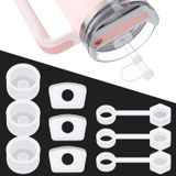 Oyrlize 9 adet dökülmeye dayanıklı tıpa silikon Stanley Kupası 2.0 40oz/30oz Tumbler sızdırmaz su şişesi sızdırmazlık aksesuarları yuvarlak üst sızdırmaz stoper fiş ve kare kapak anti-sızıntı tıpa ve saman