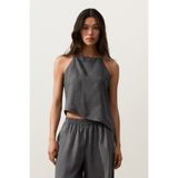 Oysho %100 keten asimetrik kolsuz top