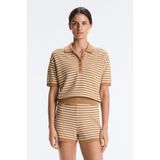 Oysho %100 pamuklu çizgili örgü polo t-shirt