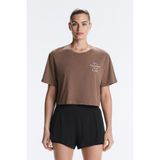Oysho Boxy crop pamuklu karışım yazılı t-shirt