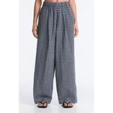 Oysho Kareli pamuk karışımlı wide leg pantolon