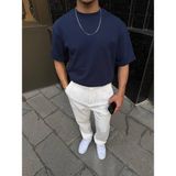 Oysho Kumaş Basic Oversıze Tshirt - Lacivert - 2XL