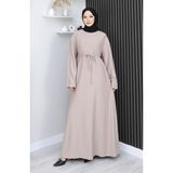 Oysho Kumaş Kuşaklı Elbise 2165-04 Bej - 42 - 44