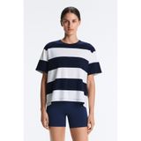 Oysho Maxi çizgili boxy pamuklu karışımlı t-shirt