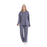 OYSHO MODAL KUMAŞ BASKILI VE ŞERİTLİ TAKIM (Gri, 4XL)