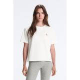 Oysho Pamuk karışımlı işlemeli kısa kollu boxy T-shirt