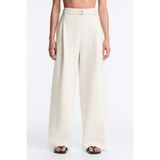 Oysho Pamuklu piqué çizgili wide leg pantolon