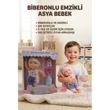 Oyun Arkadaşım Asya Bebek! 4 Parçalı Biberonlu Emzikli Hayvan Figürlü 18Cm Eğitici Oyuncak Bebek