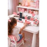 Oyun Evi Ahşap Eşya Seti, 19 Adet, Kapaklar ve Çekmeceler Aktif Çalışır - Beyaz - Pembe